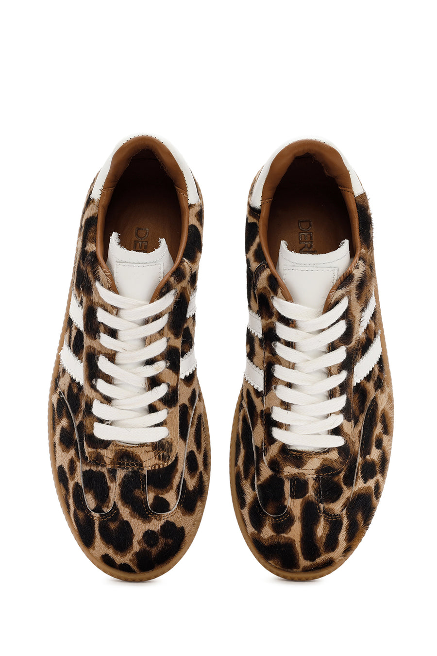 Kadın Leopar Bağcıklı Deri Sneaker