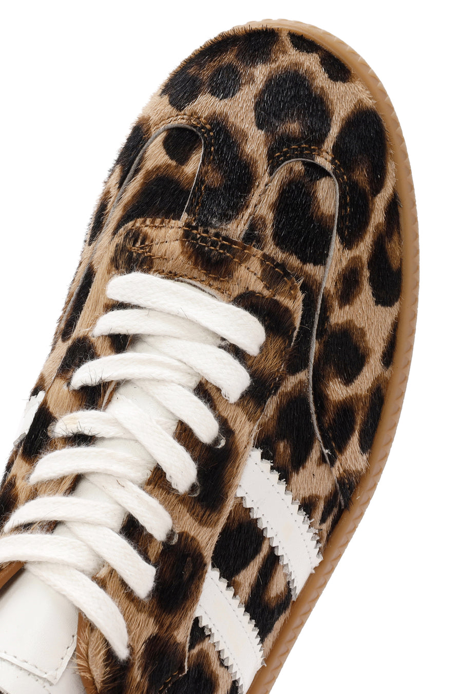 Kadın Leopar Bağcıklı Deri Sneaker