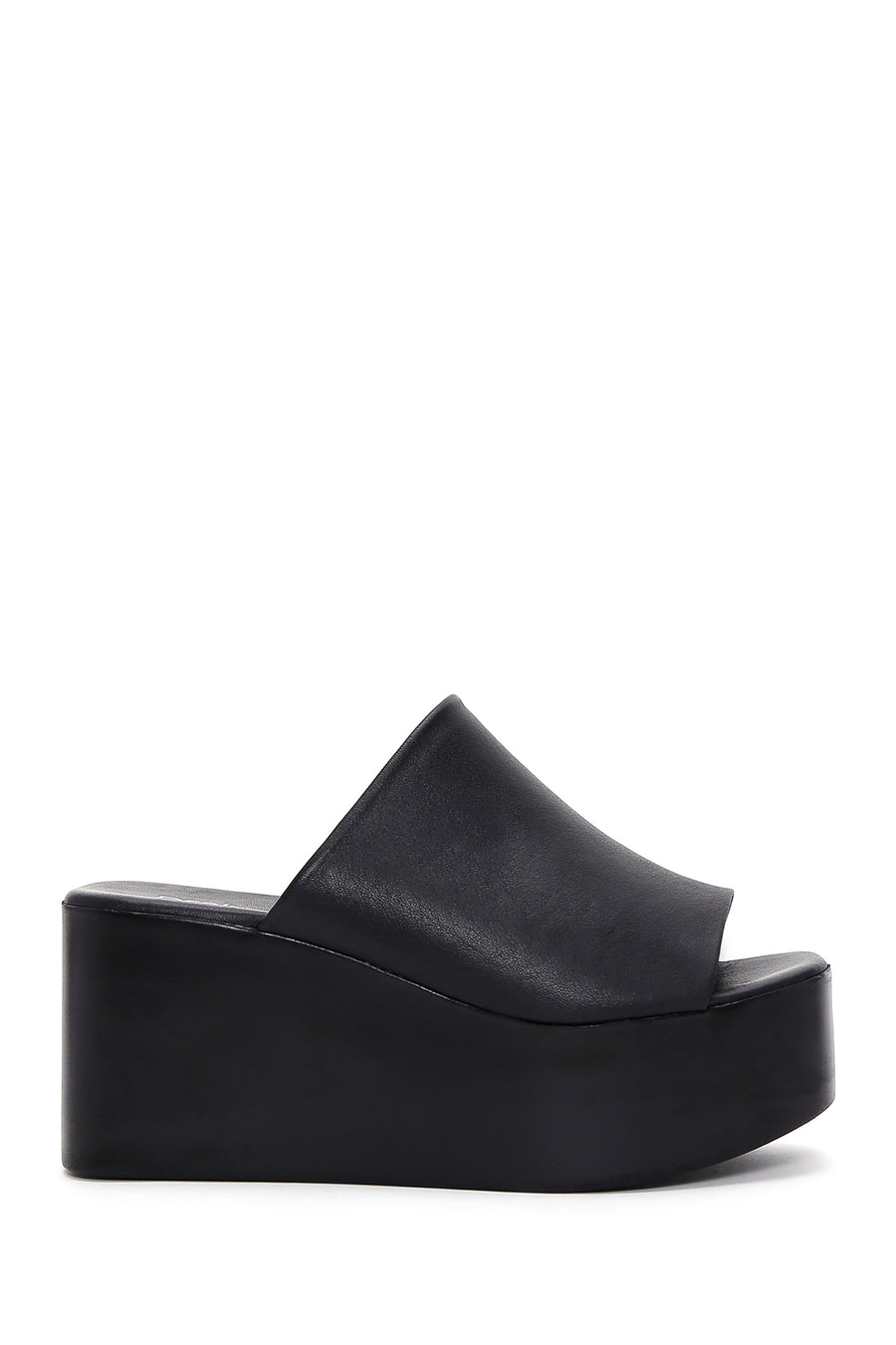 Kadın Siyah Dolgu Topuklu Deri Terlik 24SFD150118 | Derimod