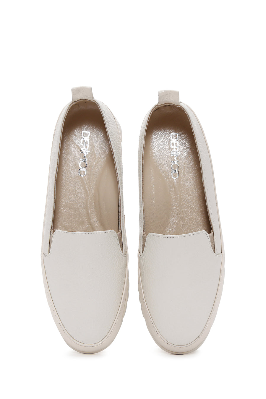 Kadın Krem Deri Comfort Loafer