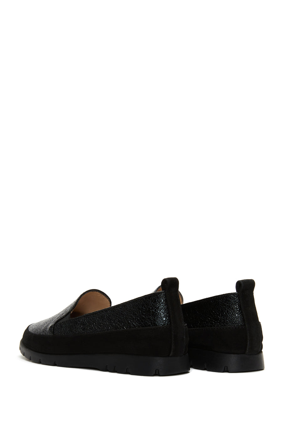 Kadın Siyah Simli Deri Comfort Loafer