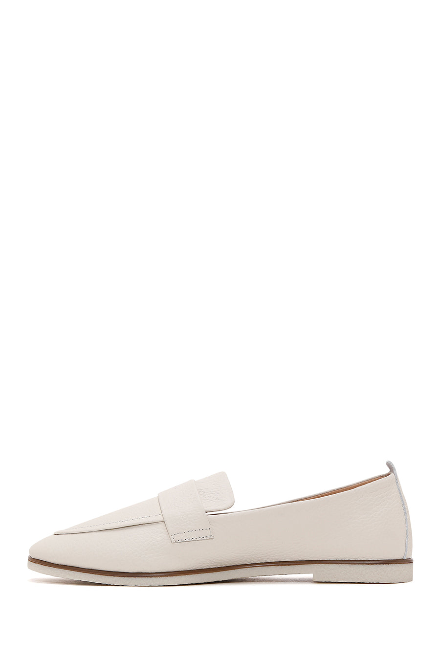 Women's Beige Leather Masculine Loafer