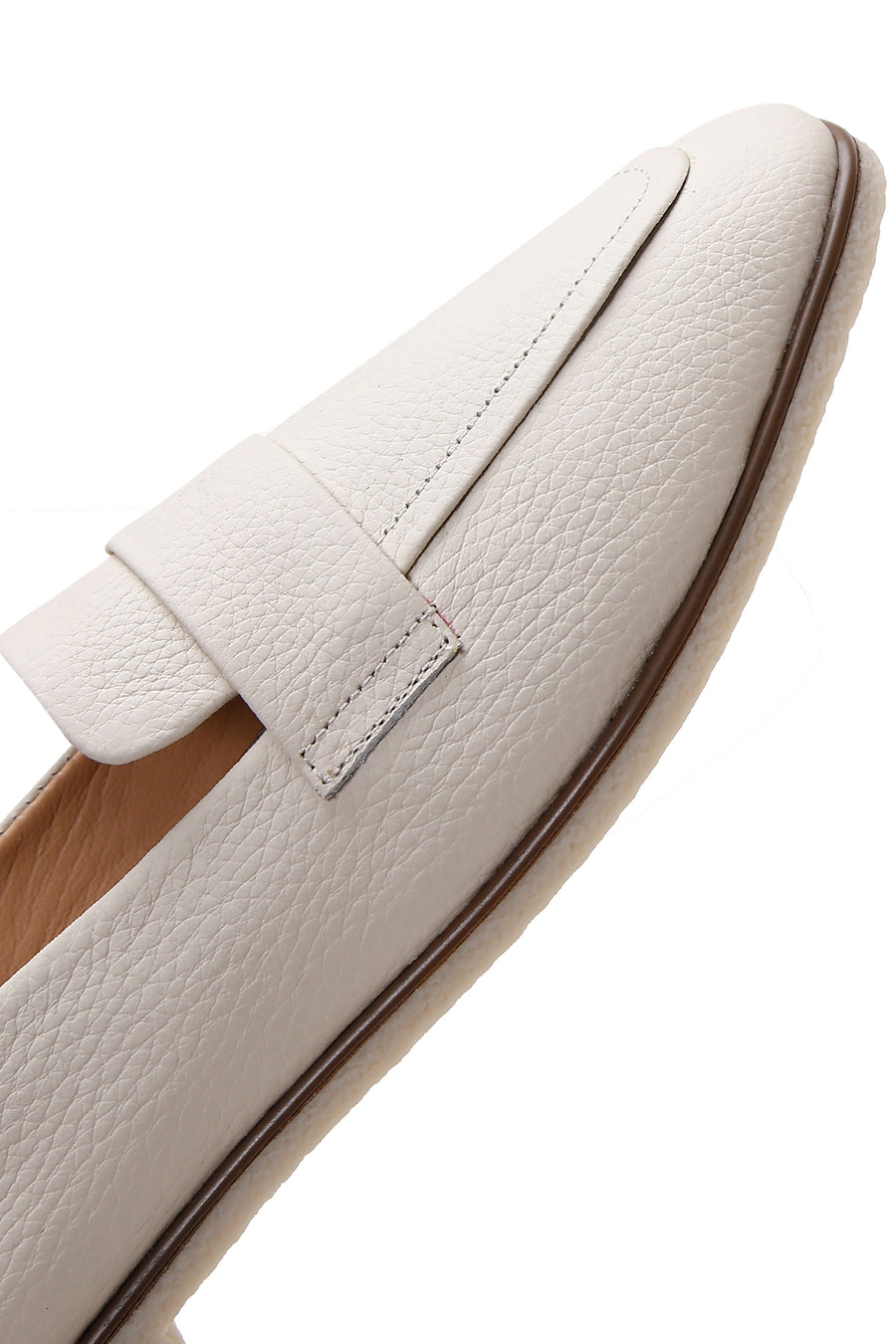Women's Beige Leather Masculine Loafer