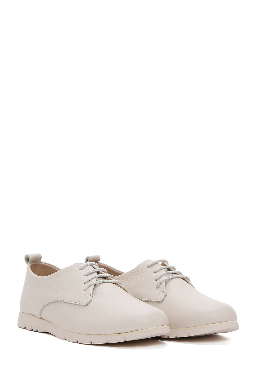 Women's Beige Leather Comfort Casual Shoes