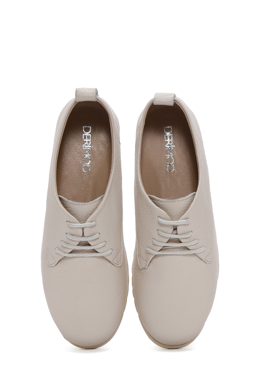 Women's Beige Leather Comfort Casual Shoes