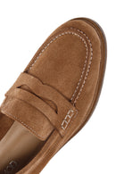 Women's Tan Suede Leather Masculine Loafer | Derimod