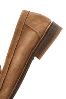 Women's Tan Suede Leather Masculine Loafer | Derimod