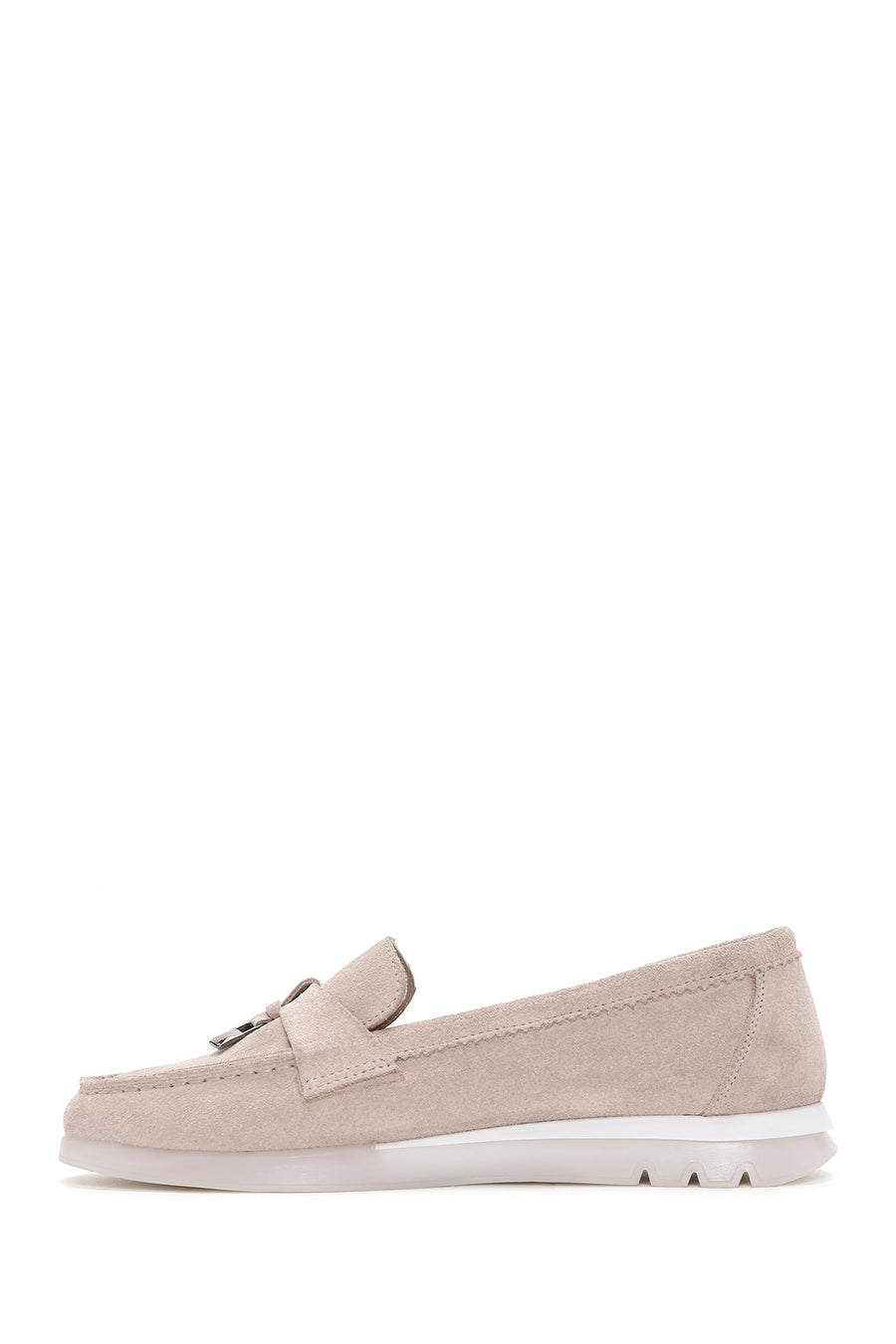Women's Beige Suede Leather Comfort Loafer