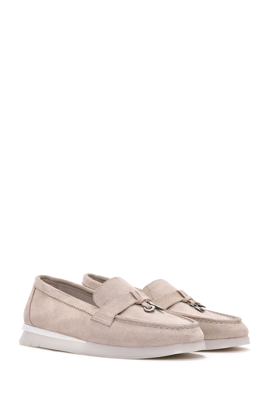 Women's Beige Suede Leather Comfort Loafer
