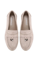 Women's Beige Suede Leather Comfort Loafer | Derimod