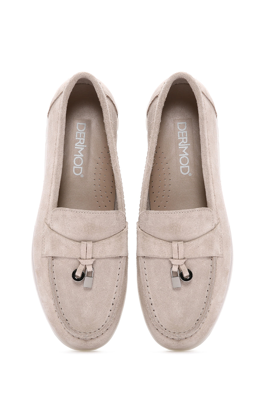 Women's Beige Suede Leather Comfort Loafer