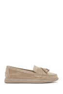 Women's Beige Suede Leather Comfort Loafer | Derimod