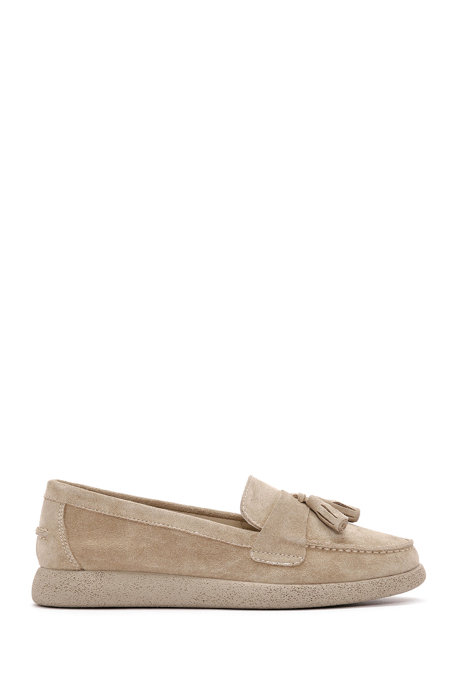 Women's Beige Suede Leather Comfort Loafer 24SFD152710 | Derimod
