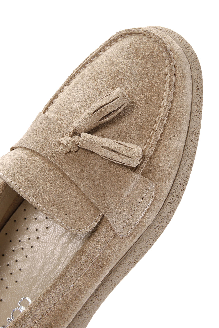 Women's Beige Suede Leather Comfort Loafer