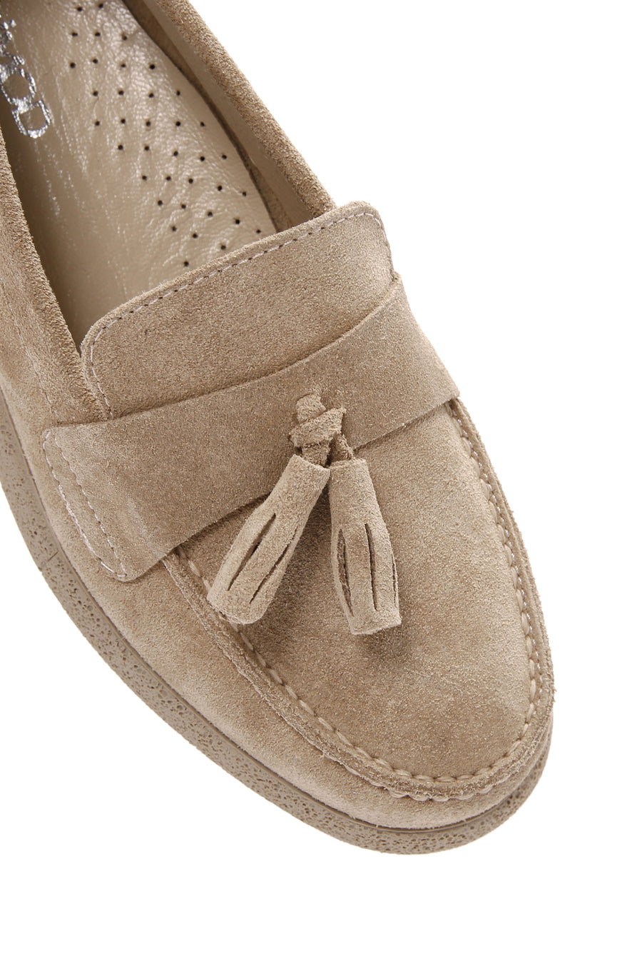 Women's Beige Suede Leather Comfort Loafer