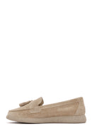 Women's Beige Suede Leather Comfort Loafer | Derimod