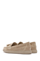 Women's Beige Suede Leather Comfort Loafer | Derimod