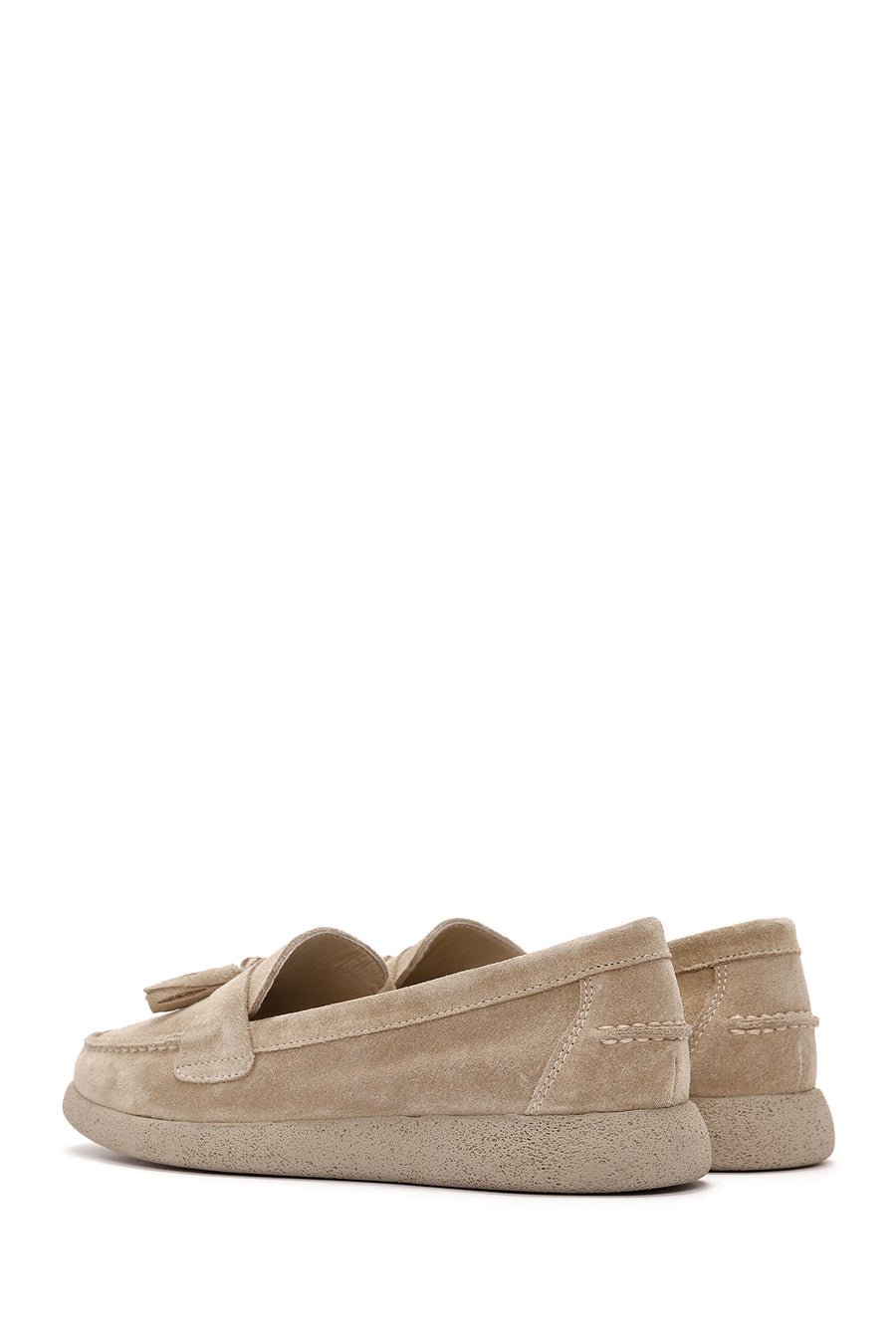Women's Beige Suede Leather Comfort Loafer