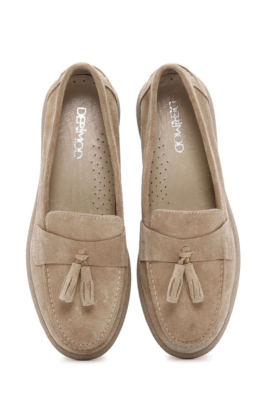 Women's Beige Suede Leather Comfort Loafer