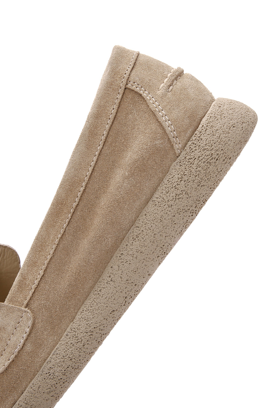 Women's Beige Suede Leather Comfort Loafer