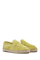 Women's Yellow Suede Leather Espadrille | Derimod