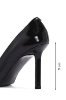 Kadın Siyah İnce Topuklu Rugan Deri Stiletto | Derimod