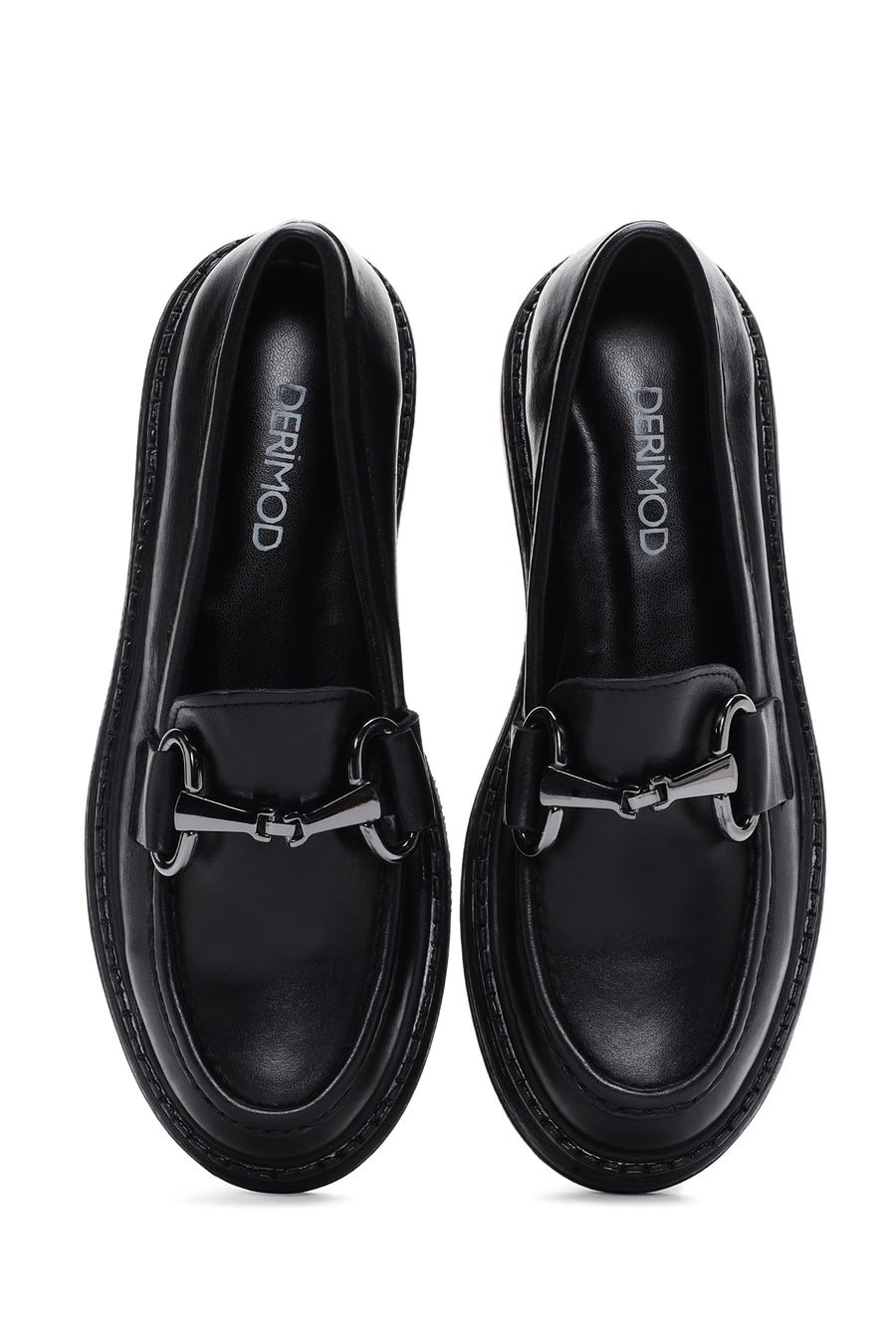 Women's Black Leather Masculine Loafer