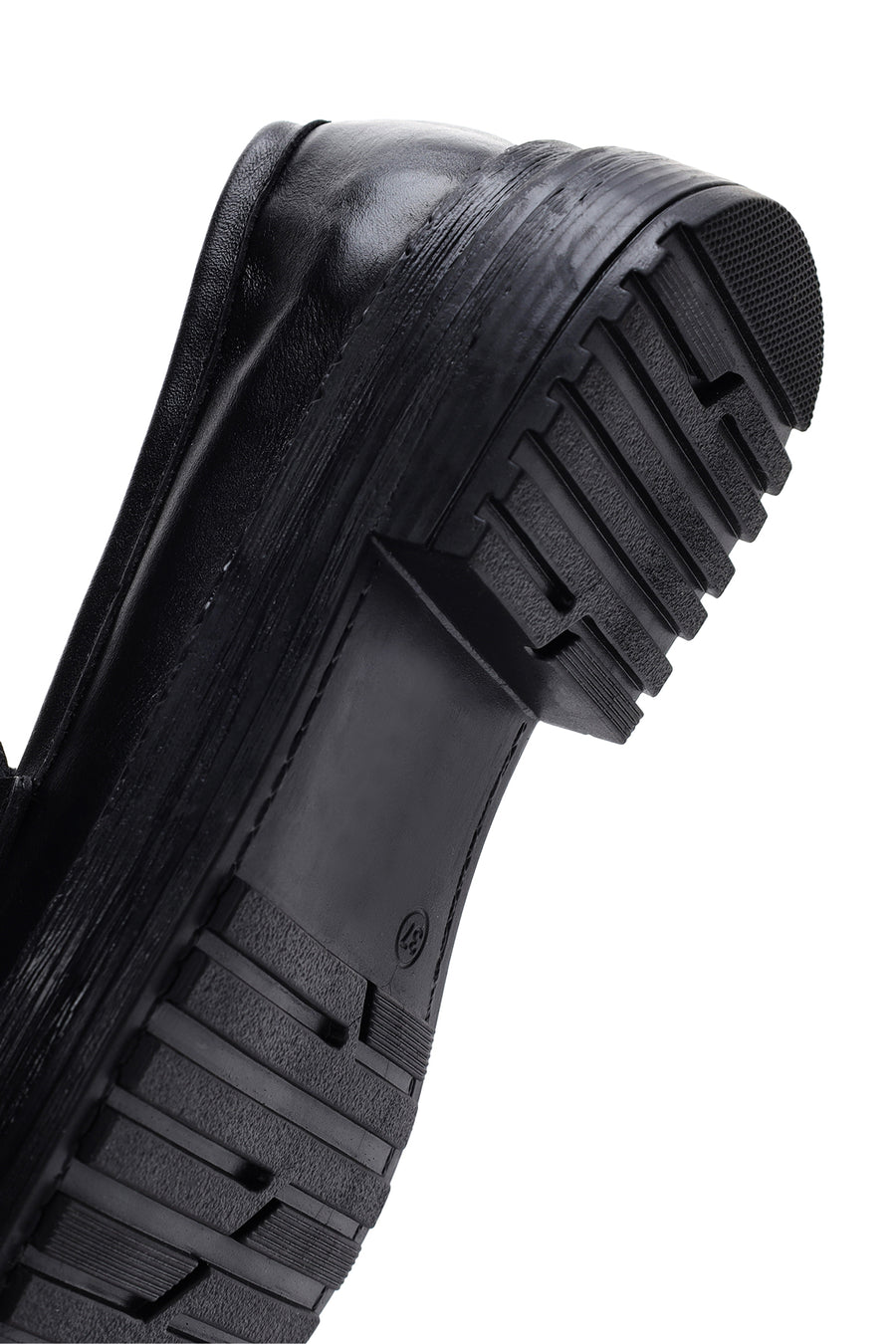 Women's Black Leather Masculine Loafer