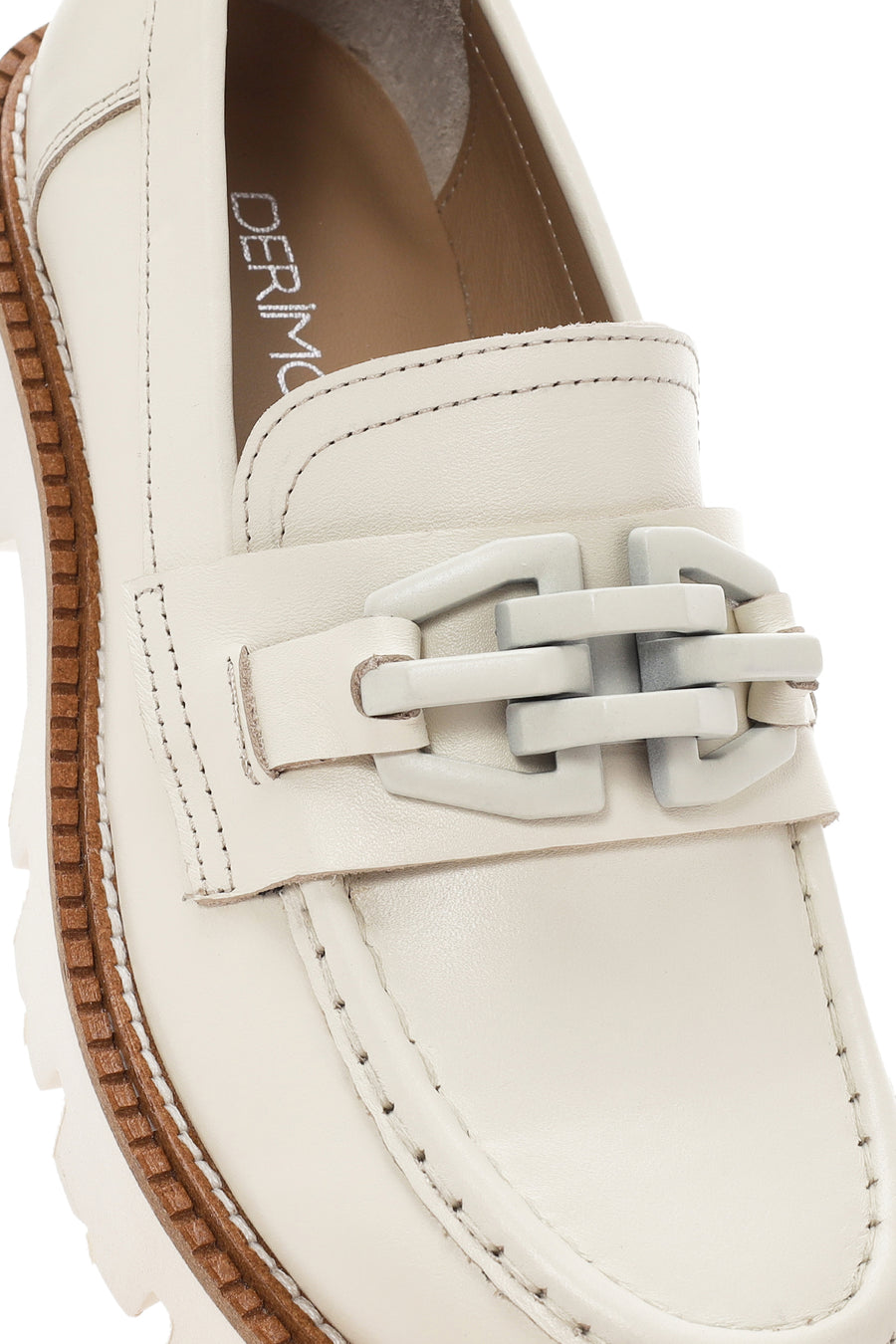 Women's Cream Leather Masculine Loafer