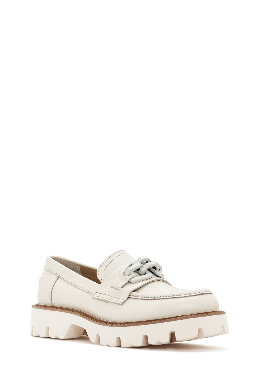 Women's Cream Leather Masculine Loafer