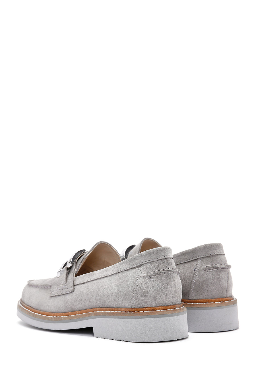 Women's Gray Suede Leather Masculine Loafer