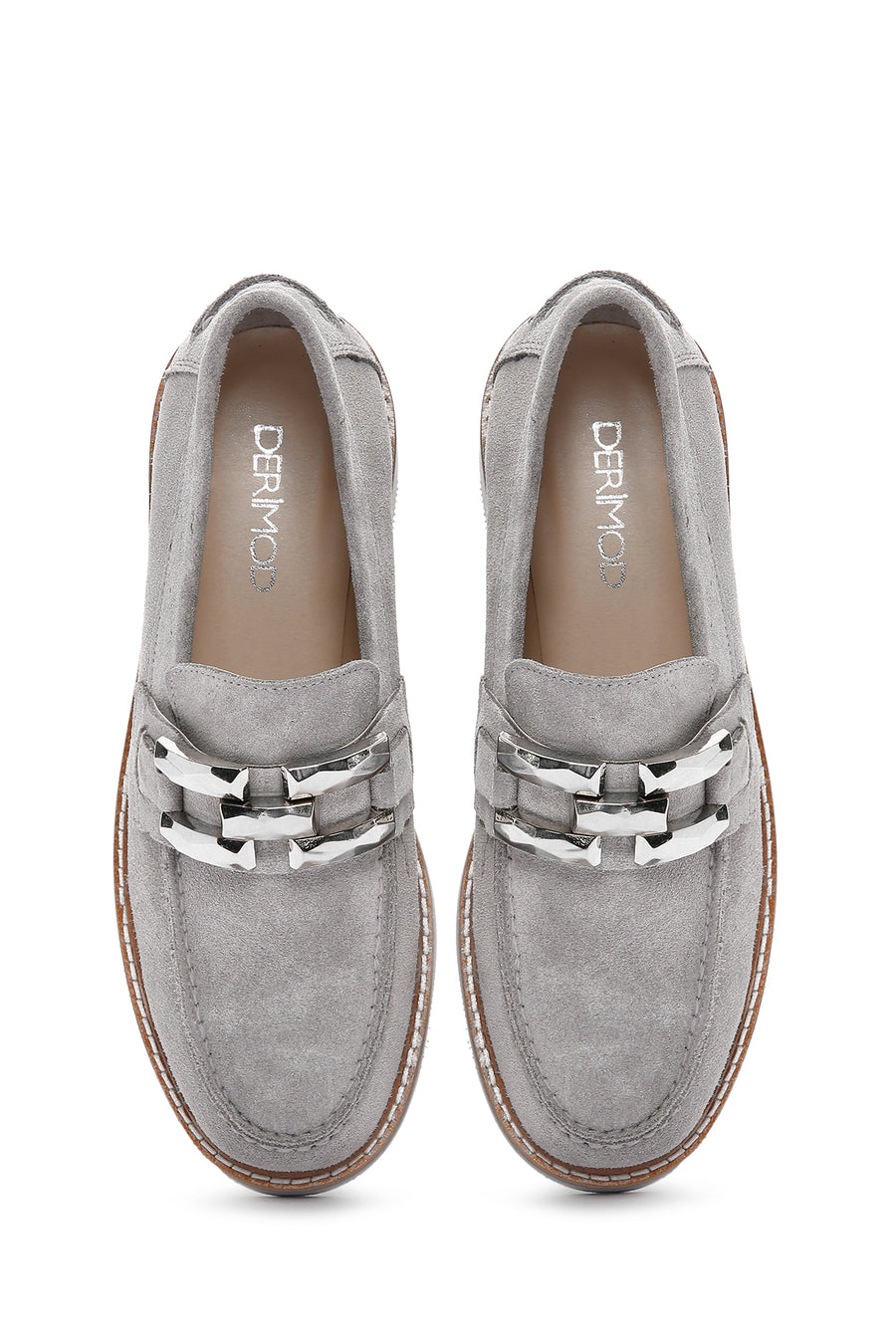 Women's Gray Suede Leather Masculine Loafer