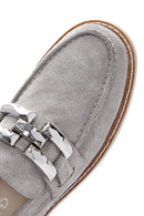 Women's Gray Suede Leather Masculine Loafer | Derimod