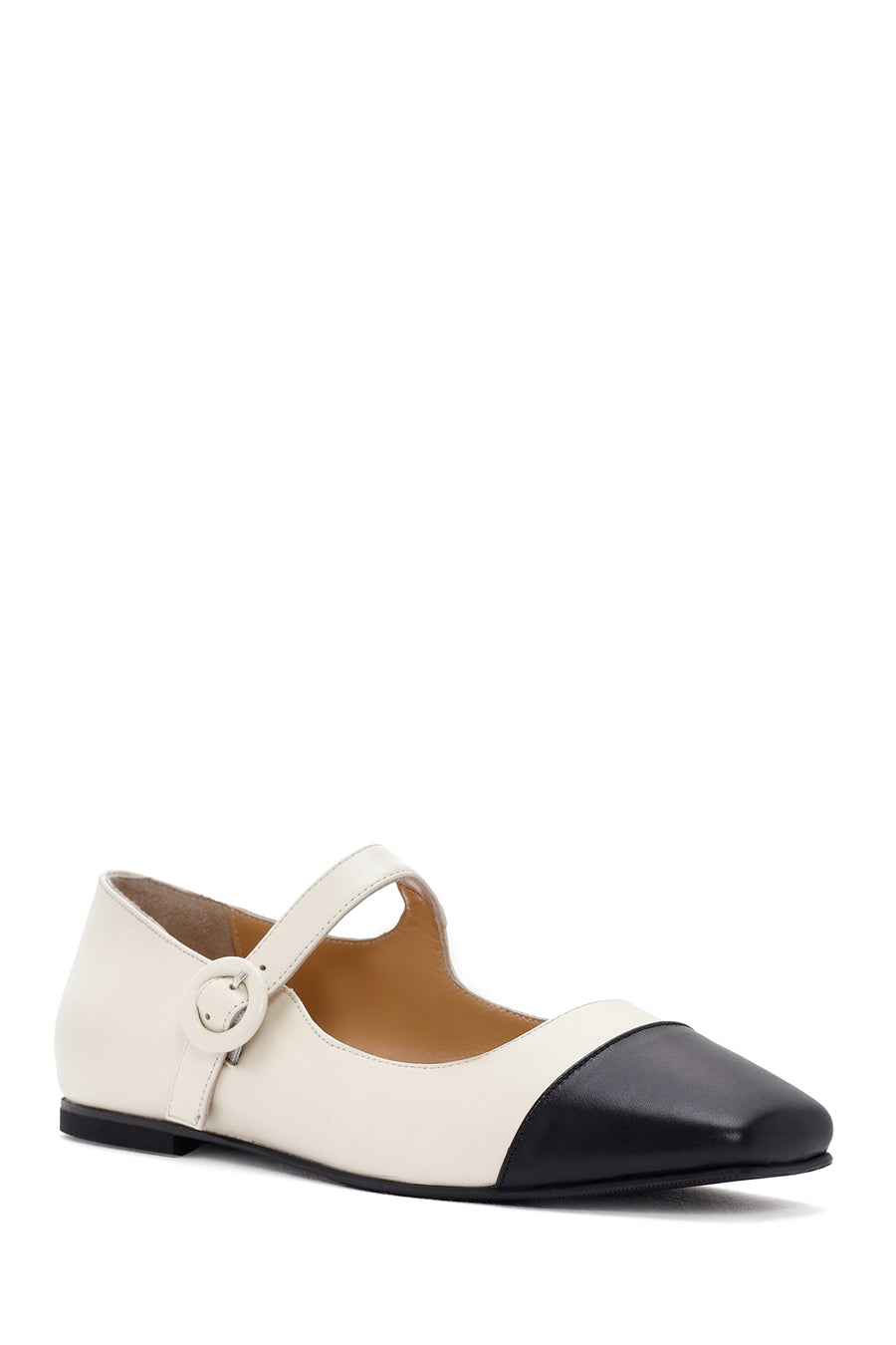 Women's Cream Banded Leather Ballerinas