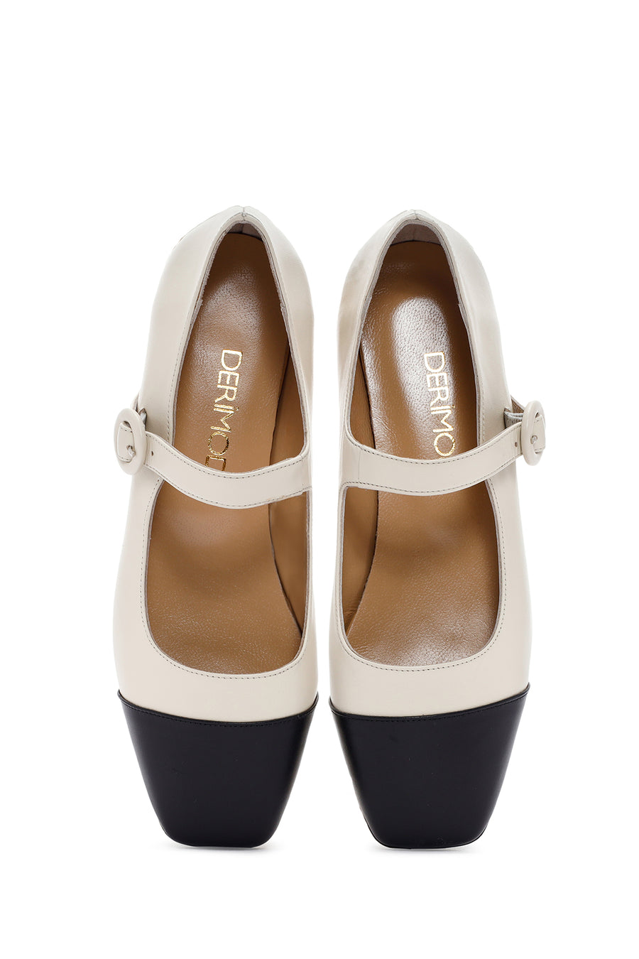 Women's Cream Banded Leather Ballerinas