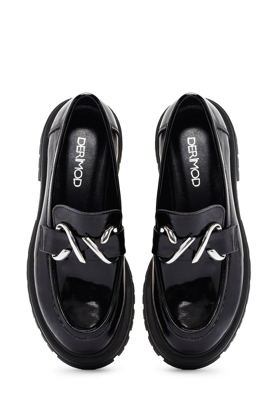 Women's Black Patent Leather Masculine Loafer