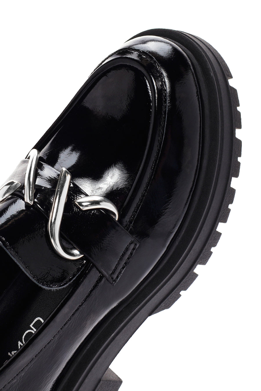 Women's Black Patent Leather Masculine Loafer