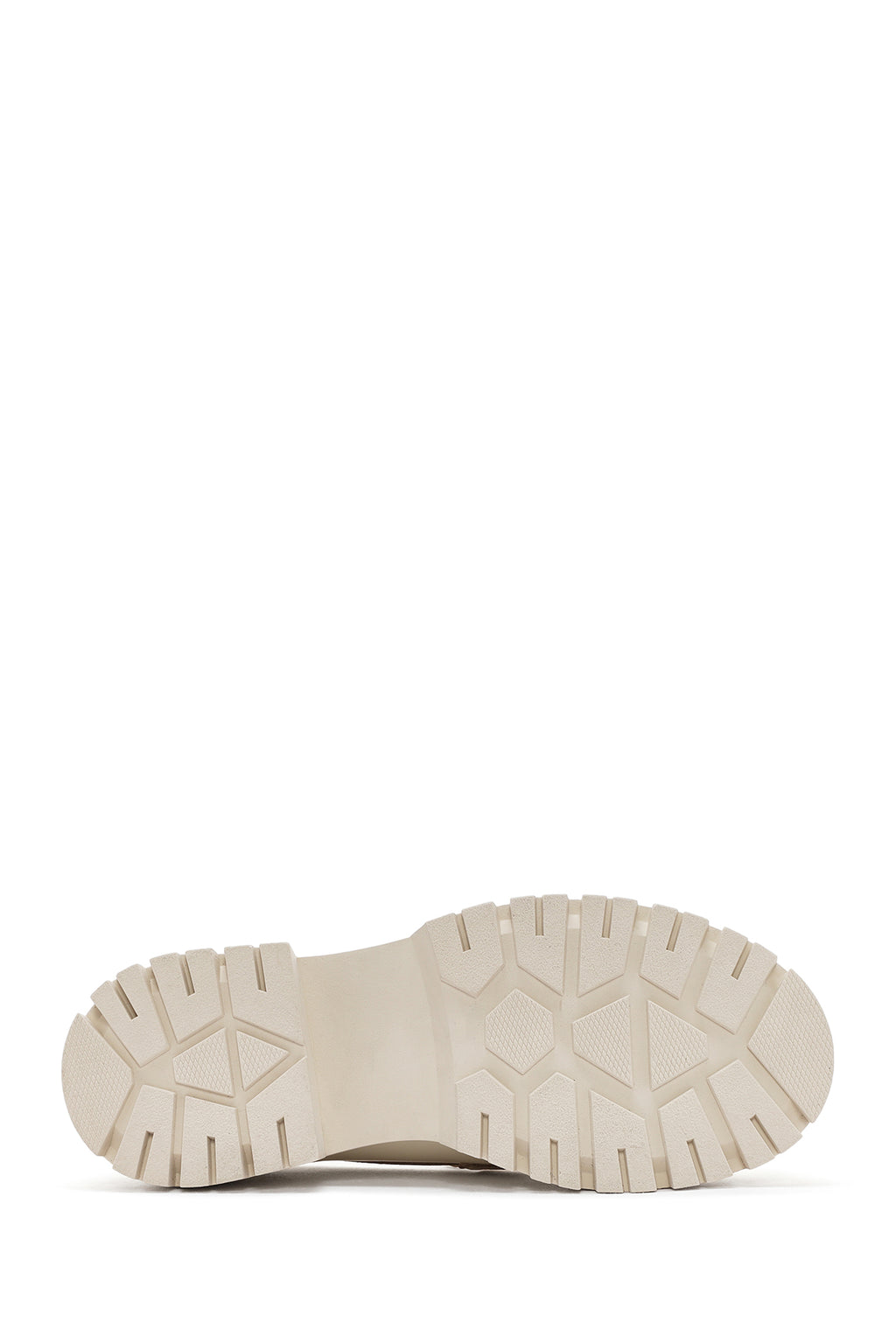 Kadın Krem Deri Maskülen Loafer