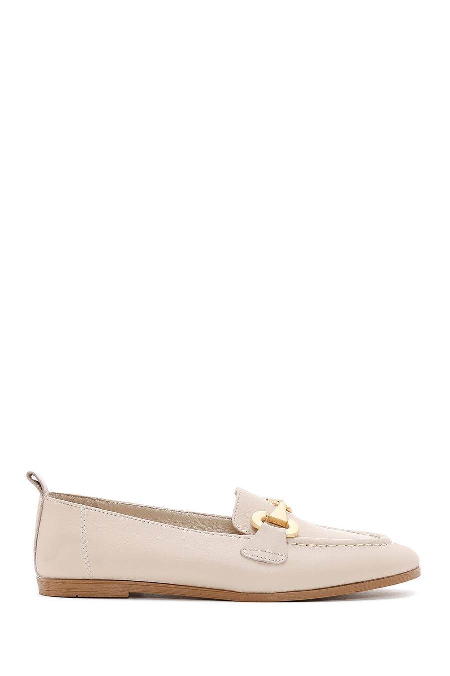 Kadın Bej Deri Maskülen Loafer 24SFD200718 | Derimod