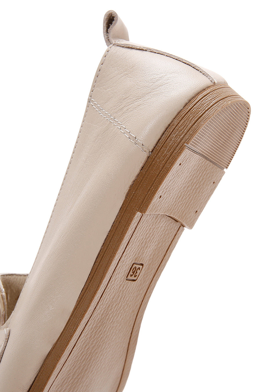 Kadın Bej Deri Maskülen Loafer