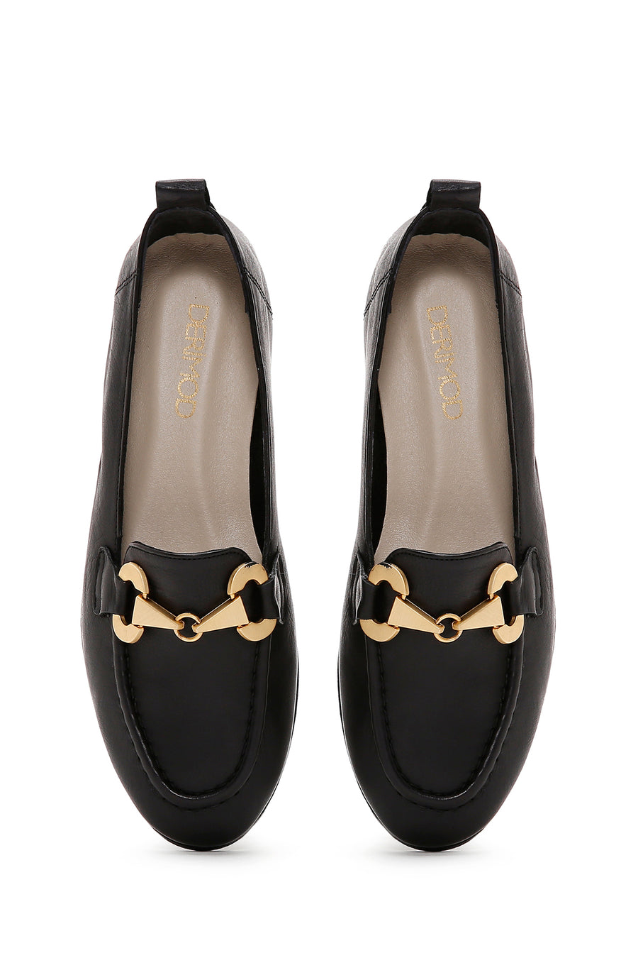 Kadın Siyah Deri Maskülen Loafer