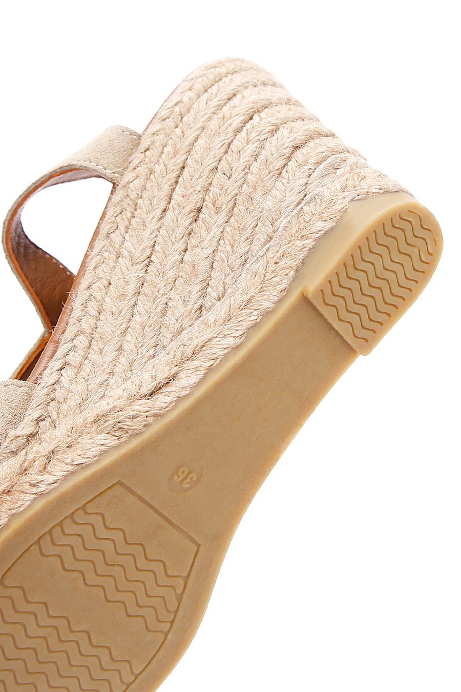 Women's Beige Zippered Wedge Heels Suede Leather Espadrilles