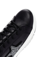 Women's Black Lace-up Leather Sneaker | Derimod