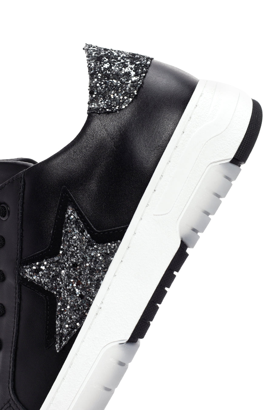 Women's Black Lace-up Leather Sneaker