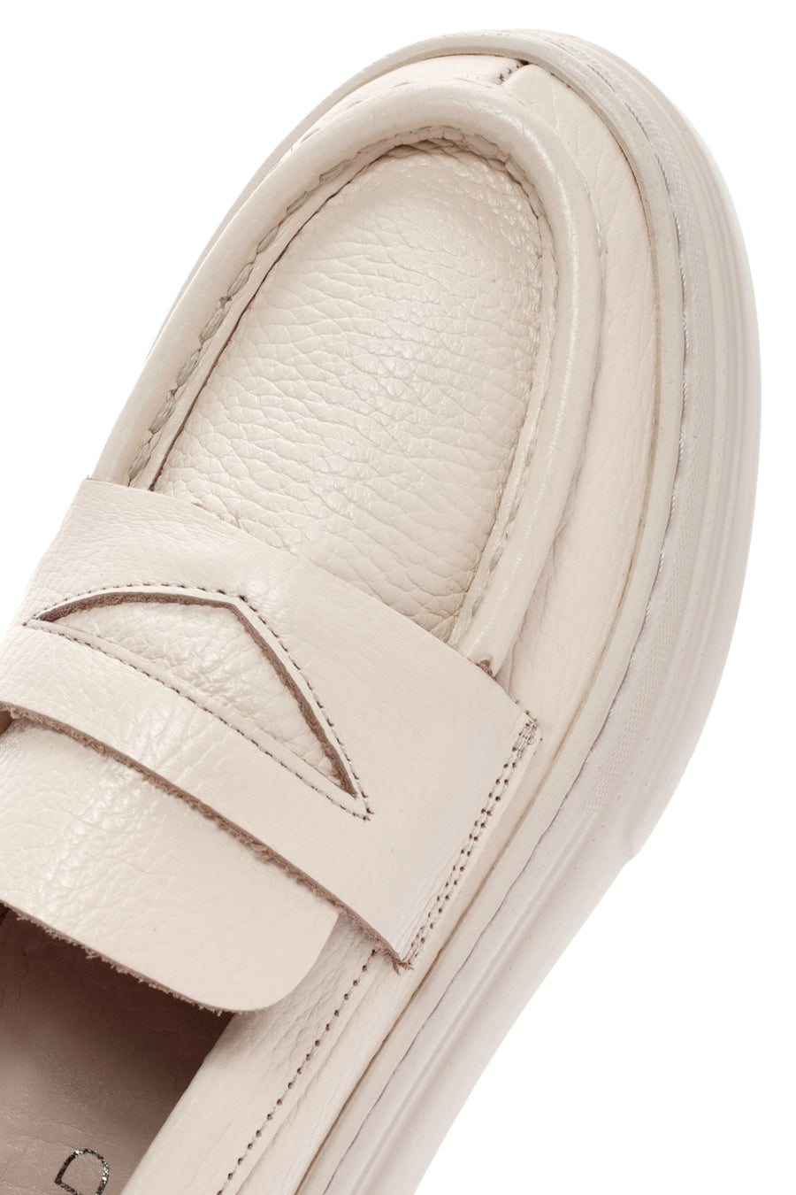 Women's Cream Thick Sole Leather Loafer
