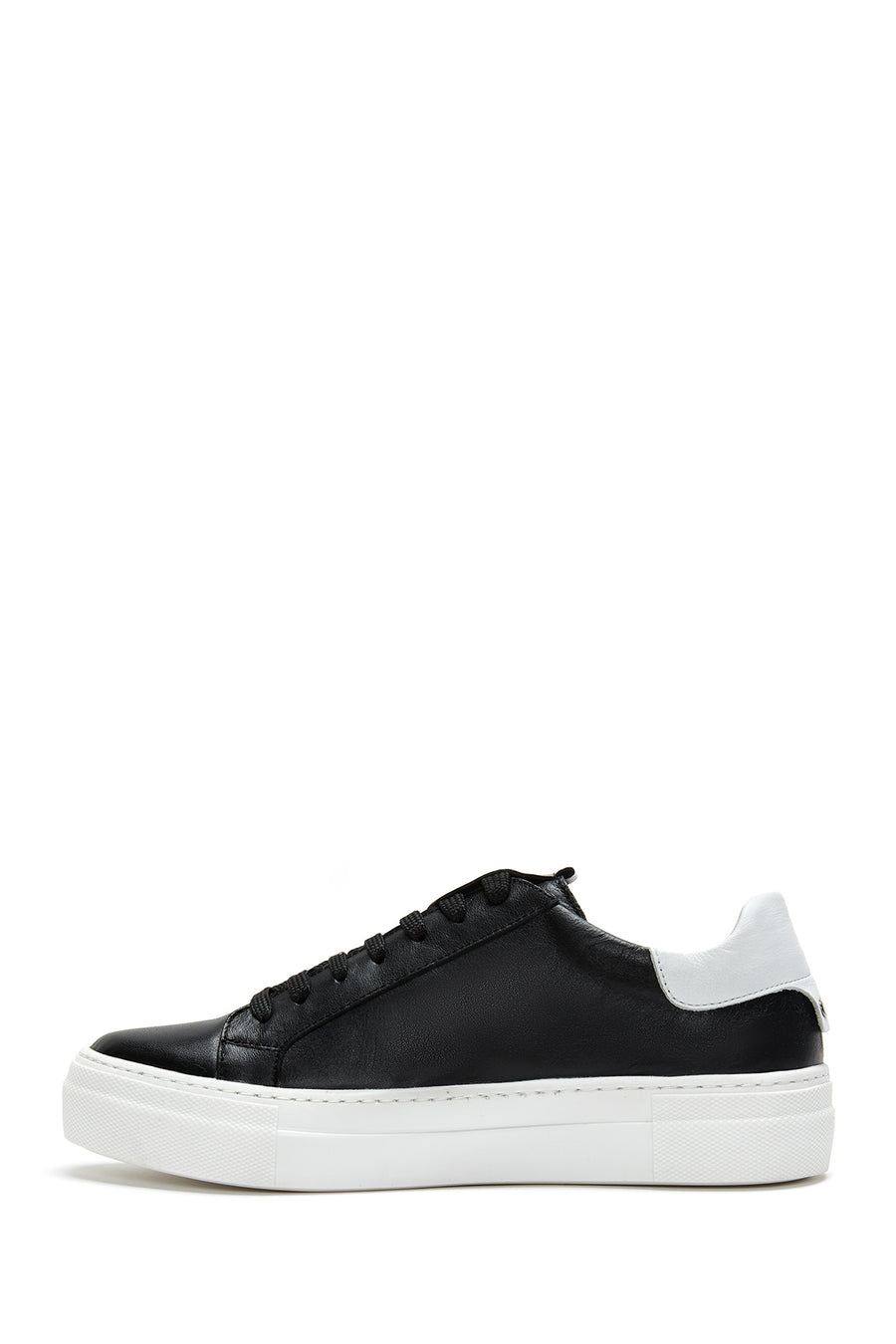 Women's Black Lace-Up Leather Sneaker