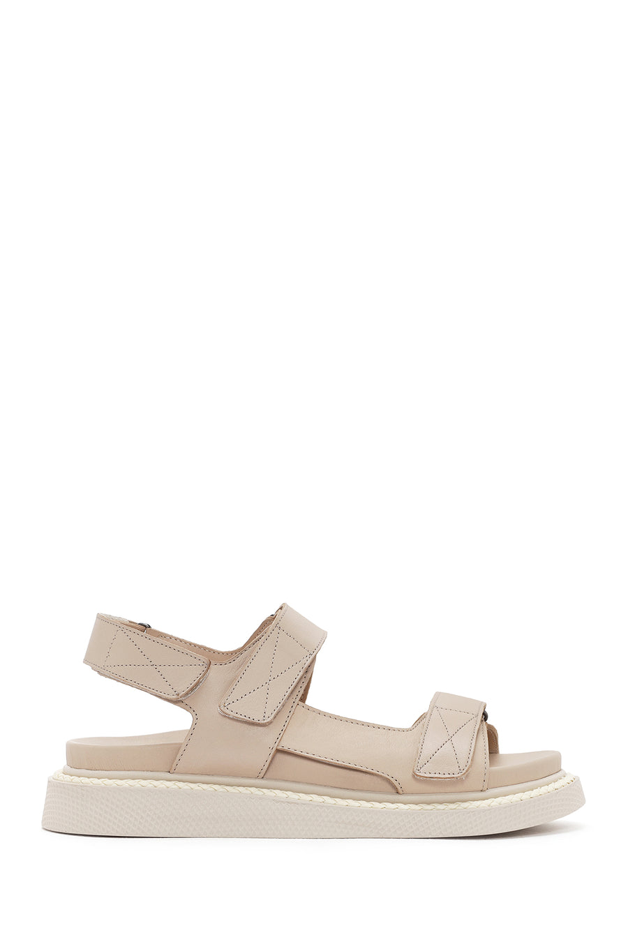 Kadın Bej Bantlı Deri Comfort Sandalet 24SFD300818 | Derimod