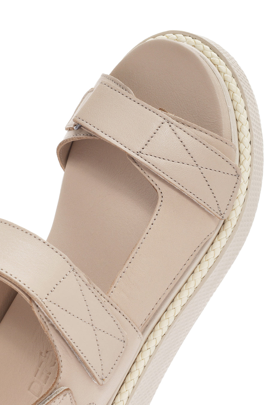 Kadın Bej Bantlı Deri Comfort Sandalet