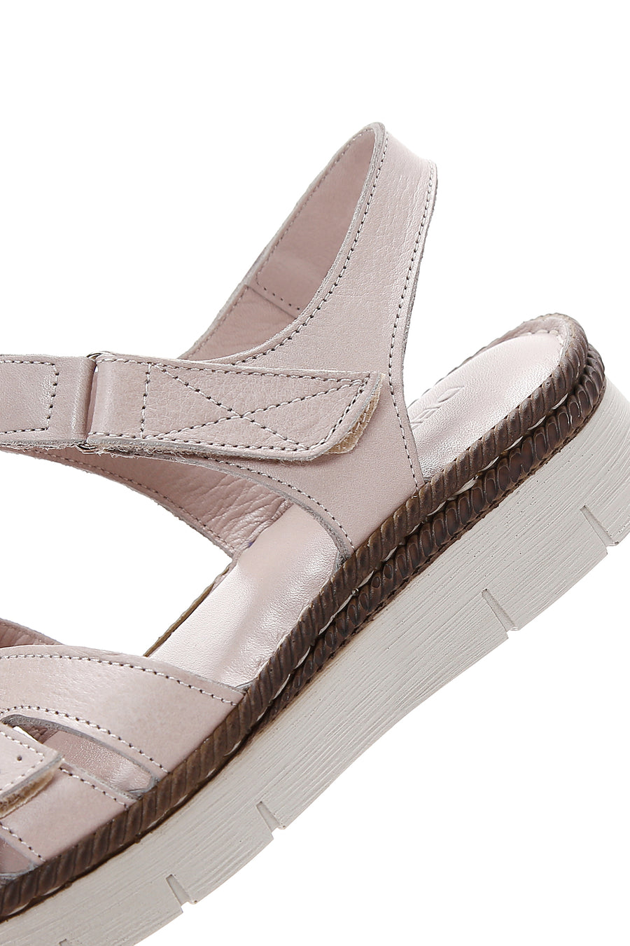 Kadın Bej Bilekten Bantlı Deri Comfort Sandalet
