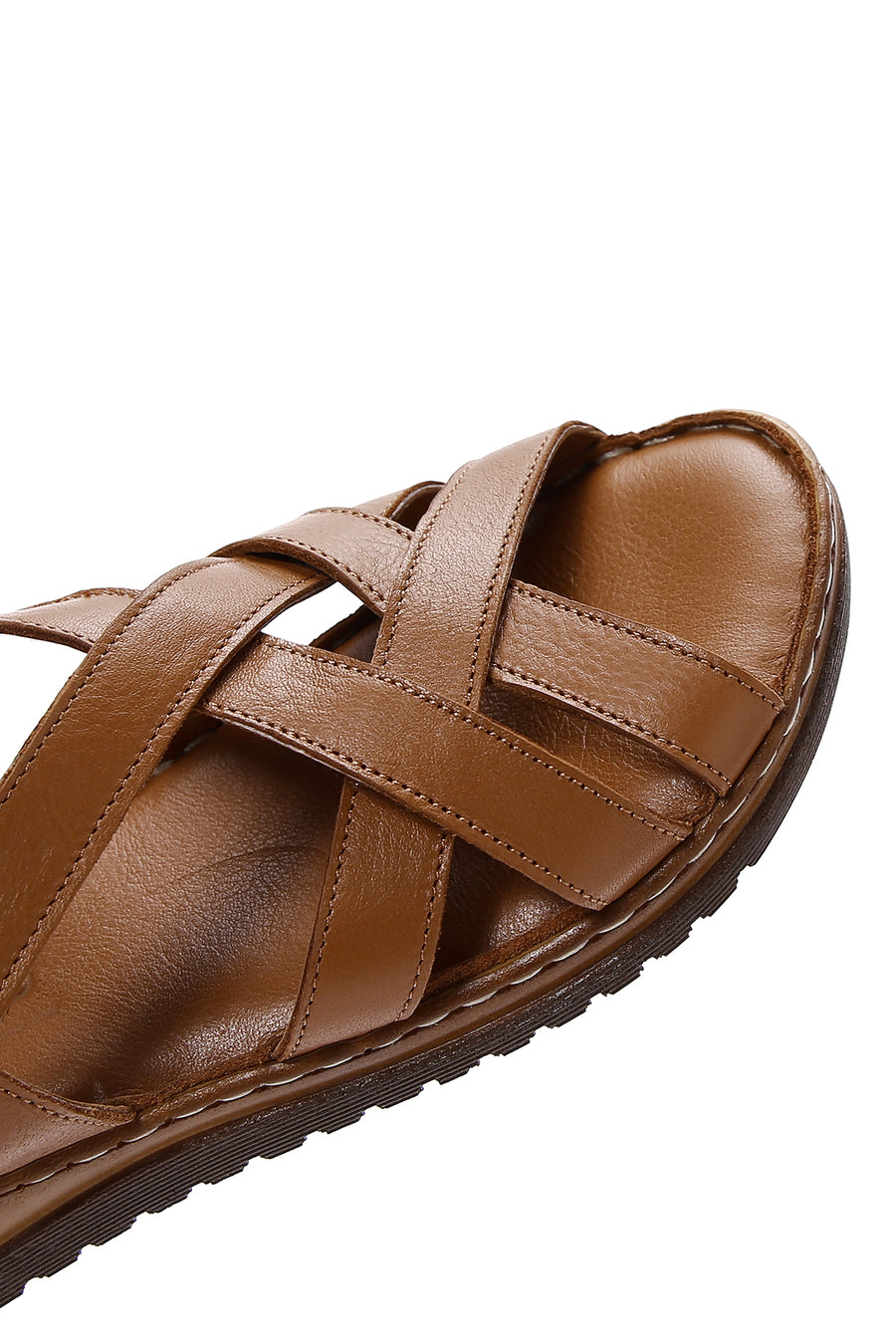 Kadın Taba Bilekten Bantlı Deri Comfort Sandalet